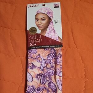 Kiss Paisley Satin Wrap Scarf - Purple and Pink